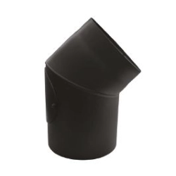 Kolano Ø 130 kominowe z rewizją stalowe - czarne 2 mm - 45 st.